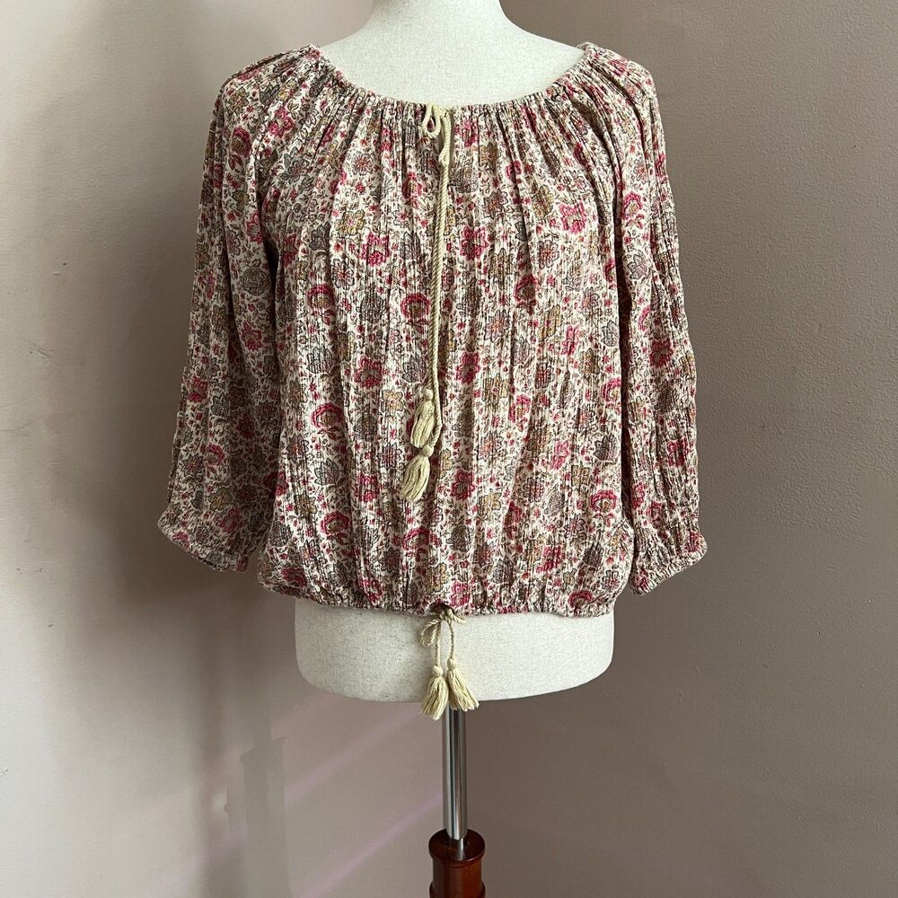 Denim & Supply Ralph Lauren Floral Peasant Top Boho Blouse Size Medium